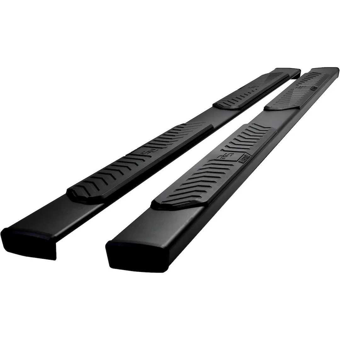 28-521055 – WESTIN Nerf Bar, With Step Pads 5 Inch Rectangular Straight Textured Powder Coat Black Aluminum With Blac...